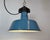 Industrial Blue Enamel Factory Lamp with Cast Iron Top, 1960s For Sale - Image 10 of 18