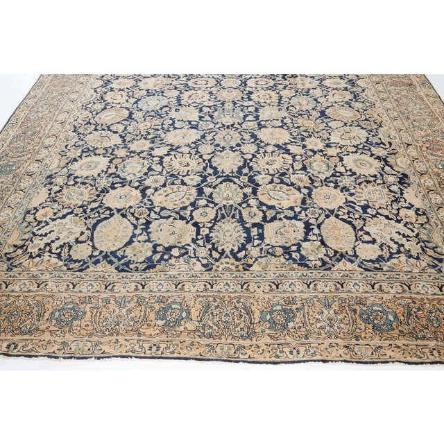 Navy Blue Antique Persian Tabriz Handmade Wool Rug For Sale - Image 8 of 8