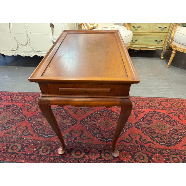 Mid 20th Century Mid 20th Century Vintage Eldred Wheeler Cherry Wood Queen Anne Tea Table For Sale - Image 5 of 8