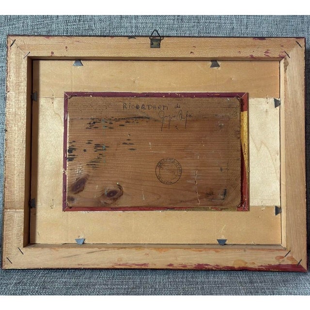Vintage oil on wood painting featuring a serene nautical scene with sailboats, originating from S. Zaccaria Venezia...