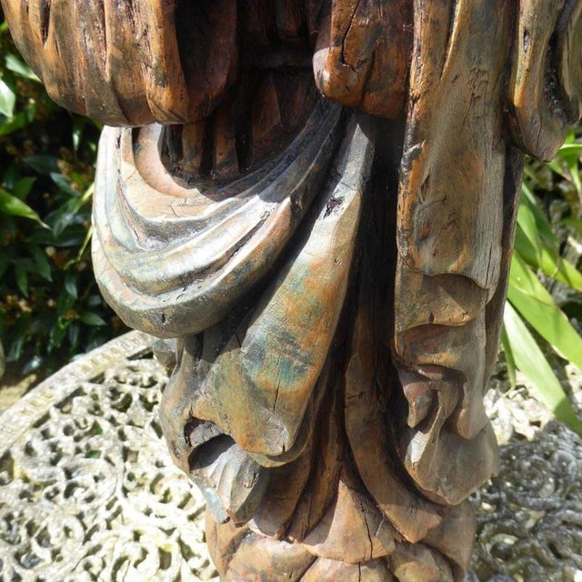 Antique Religious Carved Oak Saint Figure Statue, 1820 For Sale - Image 4 of 18