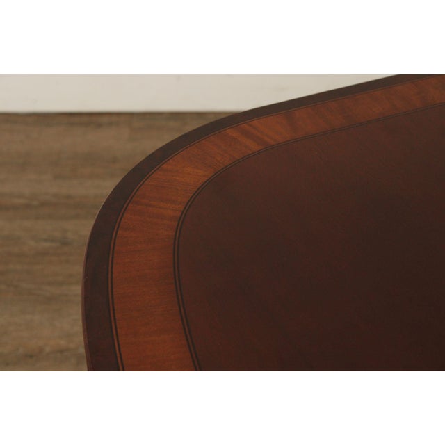 Ethan Allen '18th Century Banded Mahogany' Double Pedestal Dining Table For Sale - Image 10 of 12