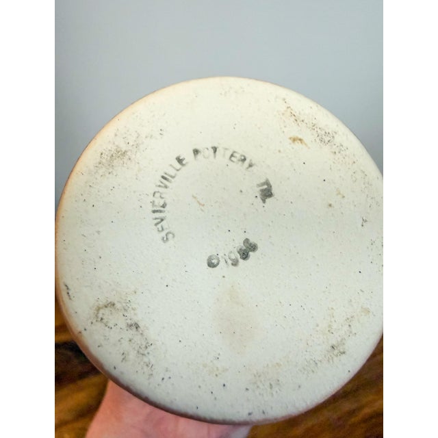 Brown Vintage Brown and White Swirl Handmade Sevierville Tennessee Pottery Vase For Sale - Image 8 of 8