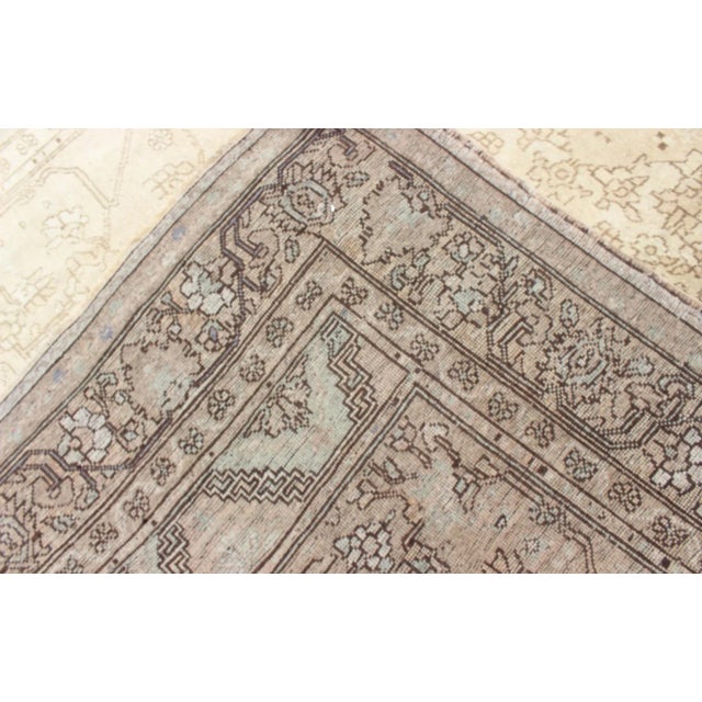 Floral Vintage Turkish Oushak Rug With Design in Ivory, Taupe, and Brown For Sale - Image 9 of 10