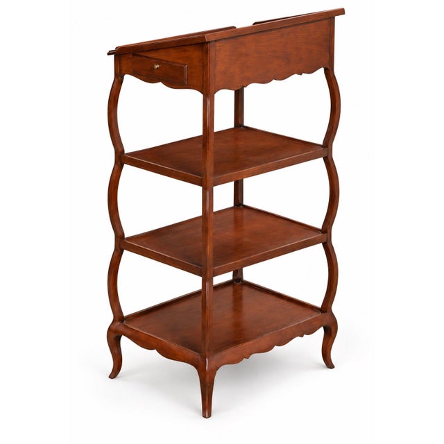 1980s Baker Furniture McMillen Coll. Mahogany & Leather Bookstand Lectern Shelf Etagere For Sale - Image 5 of 7
