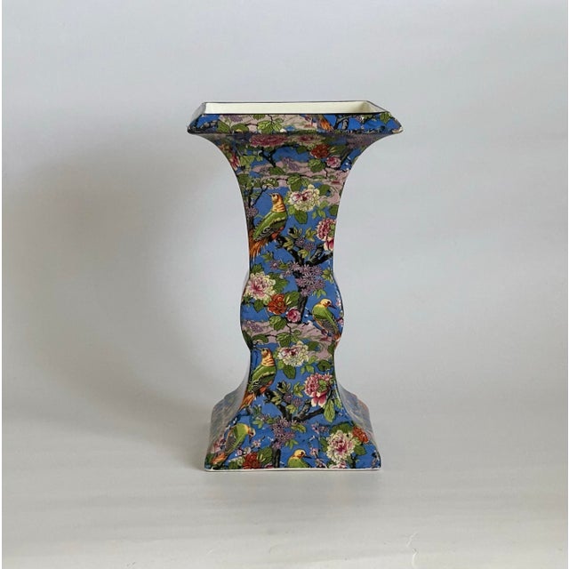 Art Deco Antique Crown Ducal Blue Chintz Vase, Made in England For Sale - Image 3 of 12