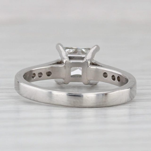 2010s 1.30ctw Diamond Engagement Ring Platinum Vs1 H Gia Size 6 Cathedral Band For Sale - Image 5 of 8