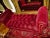 Queen Anne Vintage Queen Ann Ottoman Red Velvet Tufted Entryway / End of Bed Couch Settee For Sale - Image 3 of 10