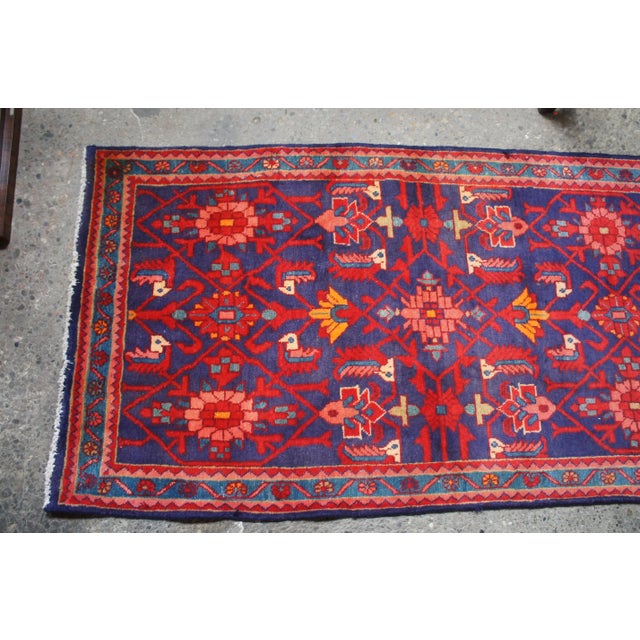 Textile Vintage Persian Hand Knotted Saveh Geometric Wool Runner For Sale - Image 7 of 12