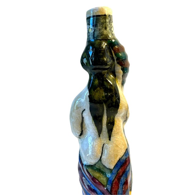 Cream Sculpted Ceramic Woman’s Figurative Art Vase For Sale - Image 8 of 12
