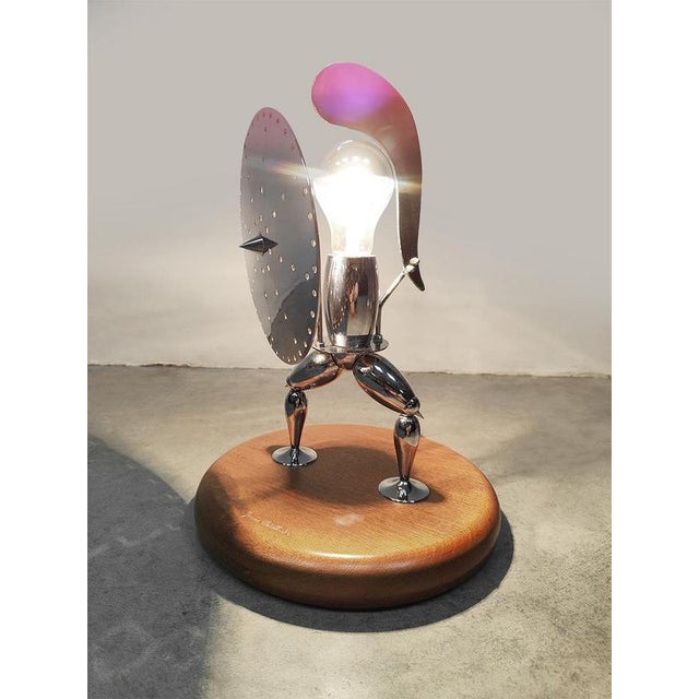 Vintage Italian Metal Figure Table Lamp, 1970s For Sale - Image 4 of 7