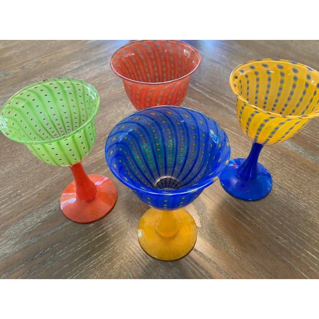 Modern Late 20th Century Signed Transjo Hytta Swedish Art Glass Goblets – All Signed Jr Sc - Set of 4 For Sale - Image 3 of 4