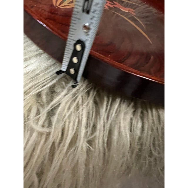 Vintage Round Wooden Asian Style Tray With Floral Accents For Sale In Atlanta - Image 6 of 7