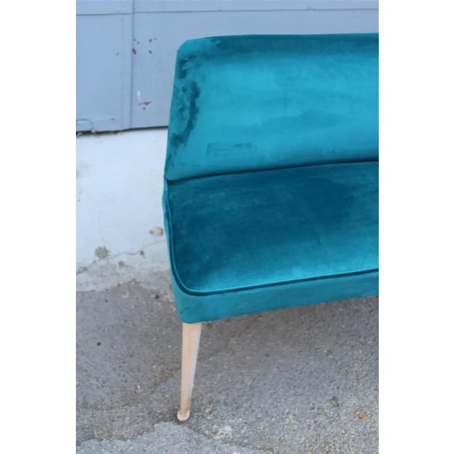 Forest Green Italian Green Velvet Piccolo Sofa, 1950s For Sale - Image 8 of 12