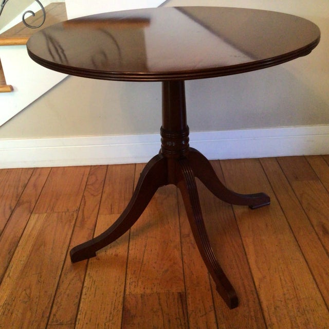 Round Solid Cherrywood Side Table by C. Rickard Regency Style For Sale - Image 11 of 12