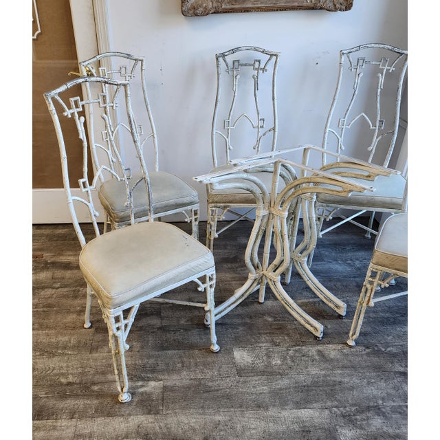 Mid-Century Modern Cast Aluminum Faux Bamboo Kessler Industries Dining Set, Attributed - 7 Piece Set For Sale - Image 3 of 13