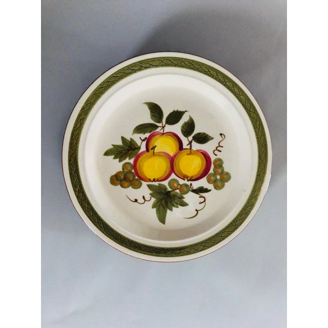 Midcentury set of 3 apples and grapes design pottery Dinner Plates 10.18" D , Makers mark reads " Stangl Pottery Hand...