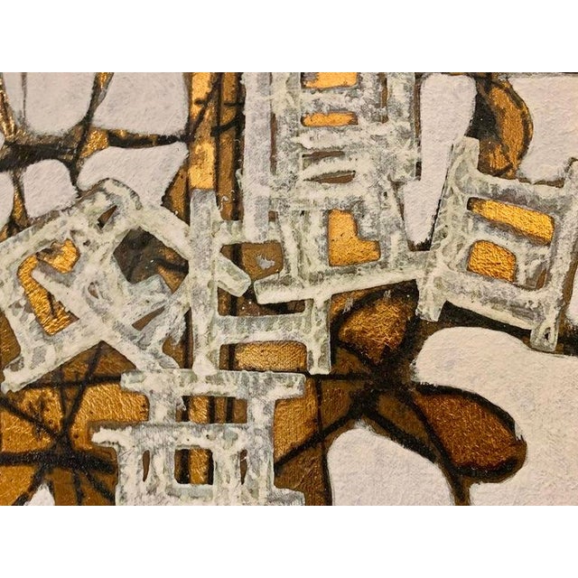 Contemporary Andrea Stella "The Home of the Muses" Gold Leaf Oil Mixed Media Painting, Figurative, Italian Contemporary Art, 2010 For Sale - Image 3 of 10