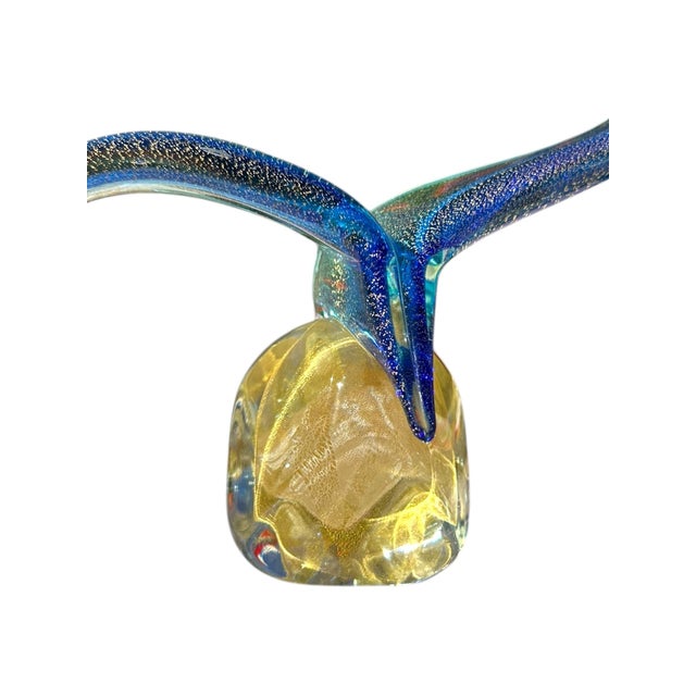 Blue Murano Bird Art Glass Sculpture With Blue & Gold Aventurine by Sandro Frattini, 21/70 For Sale - Image 8 of 11