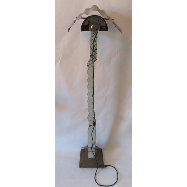 Dan Abramson Postmodern Metal & Wood Lamp For Sale - Image 4 of 7