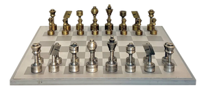 Steel and Brass Chess Set from Italfama, 1970, Set of 33