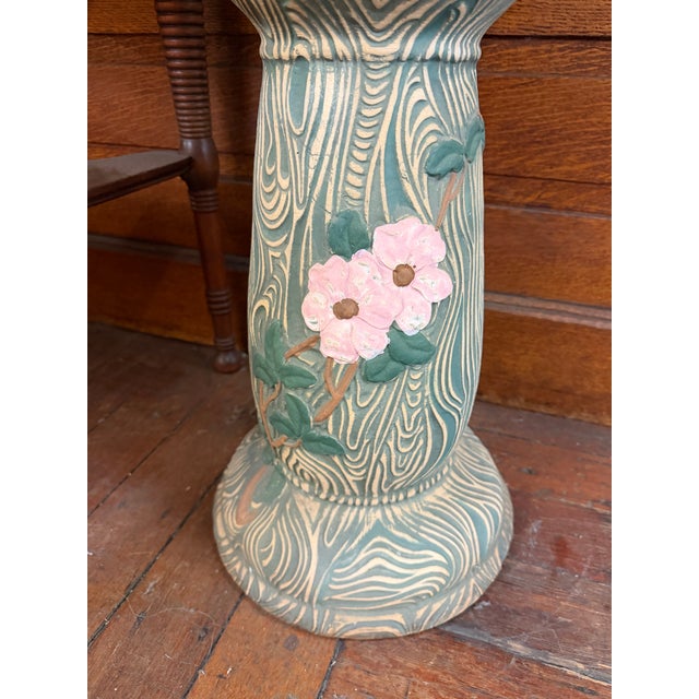 Robinson Ransbottom Pottery Co. 1940s Art Nouveau-Style Floral Jardinière on Pedestal For Sale - Image 4 of 8