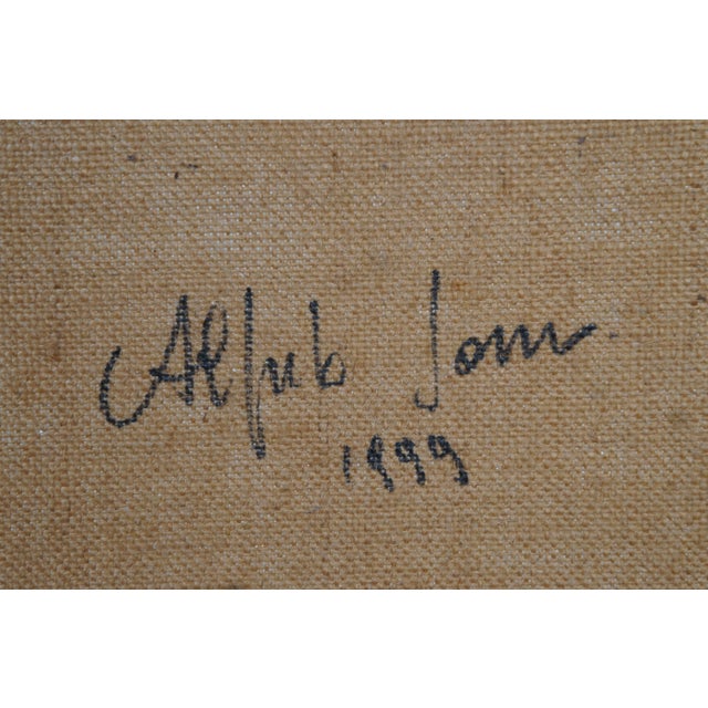 White 20th Century Ludwig Von Beethoven Portrait Oil Painting on Burlap Signed 41" For Sale - Image 8 of 13