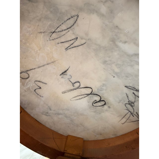 Vintage Neoclassical Three-Piece Marble Coffee Table With Hand-Carved Wood Base For Sale - Image 15 of 18