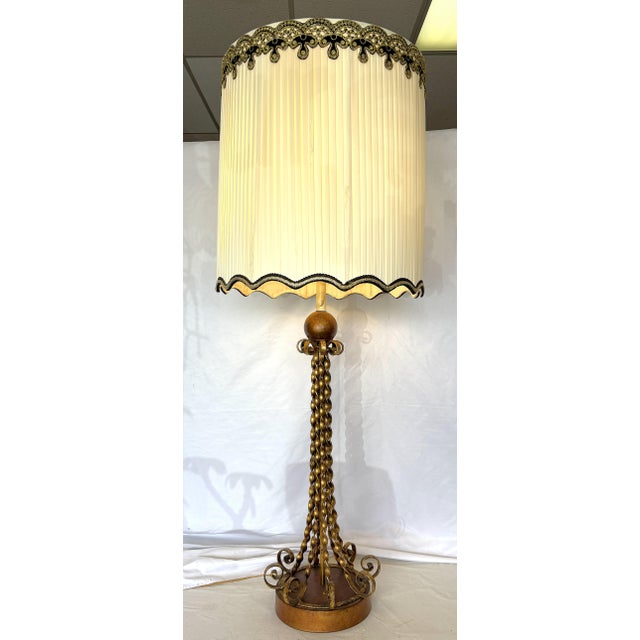 1950's Mid-Century Modern Tall Twisted Metal Table Lamp For Sale - Image 13 of 15