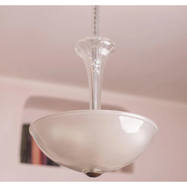 Elegant Murano chandelier attributed to the Barovier and Toso glassworks. The chandelier consists of 4 glass elements, in...