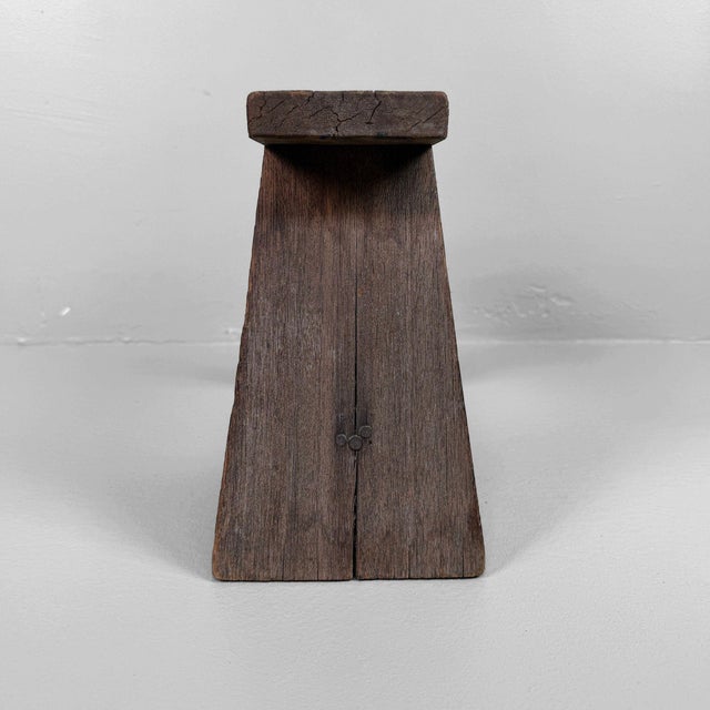 Brown Japanese Wooden Stool, 1950s For Sale - Image 8 of 12