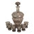 Mid 20th Century Czech Bohemian Crystal Silver Overlay Decanter and Cordial Set - 7 pcs For Sale