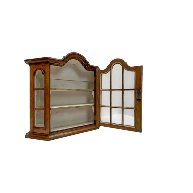Vintage Walnut and Glass Wall Hanging Display Cabinet, 1950s For Sale - Image 4 of 12