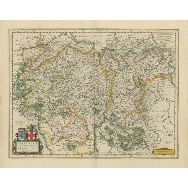 Antique Map of Trier and Luxembourg by Joan Blaeu, Amsterdam, 1640 For Sale - Image 9 of 10