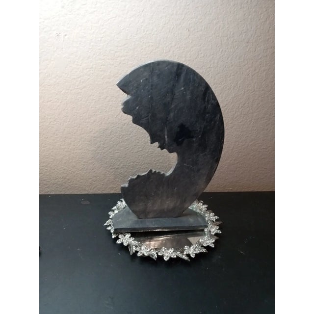 Italian 1980s Gorgeous Hand Carved Gray Variegated Marble Madonna & Child Sculpture Italy For Sale - Image 3 of 6