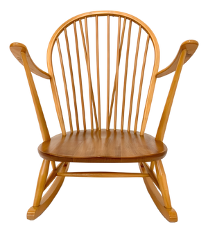 Mid-Century Windsor Grandfather Rocking Chair in Wood attributed to Lucian Ercolani for Ercol, England, 1960s
