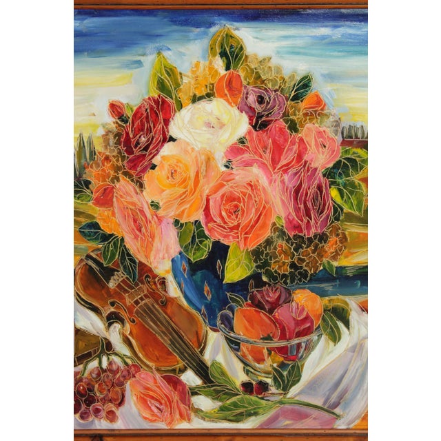 Maya Eventov Large Framed Still Life Original Oil Painting For Sale - Image 11 of 13