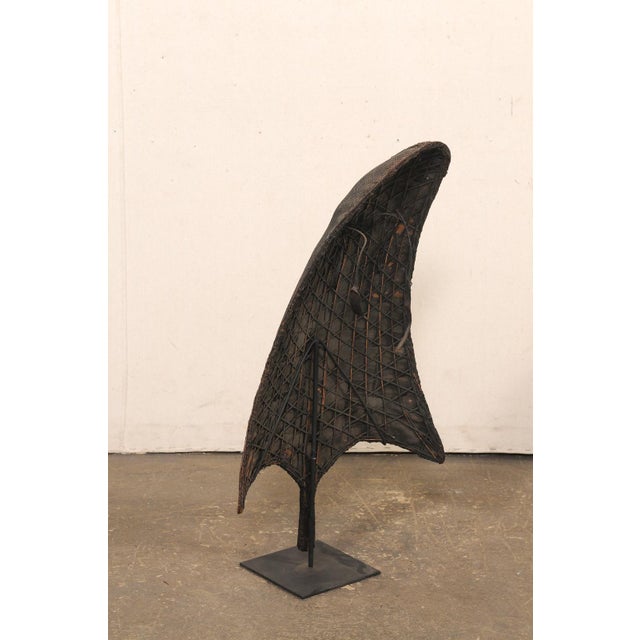 Mid 20th Century Nagaland Tribal Rain Shield on Custom Stand For Sale - Image 9 of 11