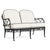 Brown Jordan Calcutta Loveseat in Black Jade with Sea Salt and Castaway Welt Cushions For Sale