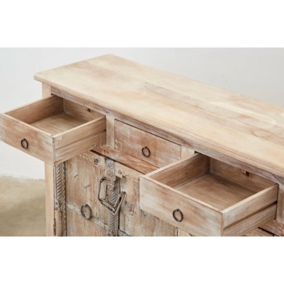 1980s 1980s Colonial Style Indian Bleached Teak Sideboard Server Cabinet For Sale - Image 5 of 11