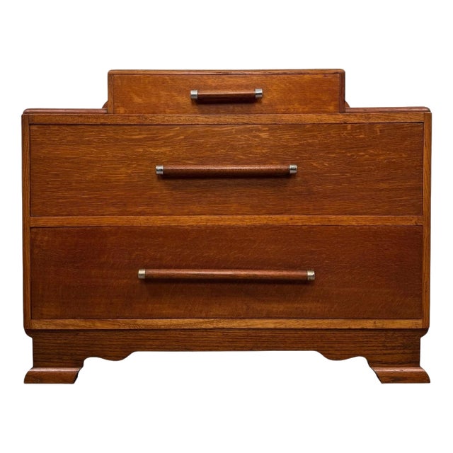 Vintage English Oak Low Chest of Drawers, 1900s For Sale