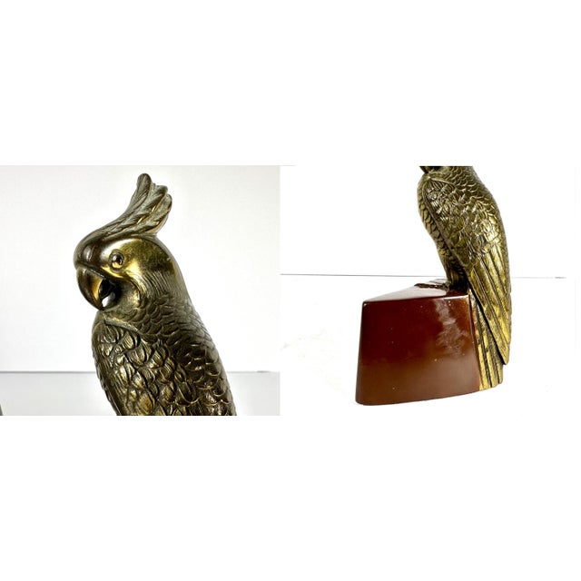 Art Deco Jennings Bros. Parrot Bookends for your consideration. Each bookend measures approx. 6 inches tall, 5 5/8 inches...