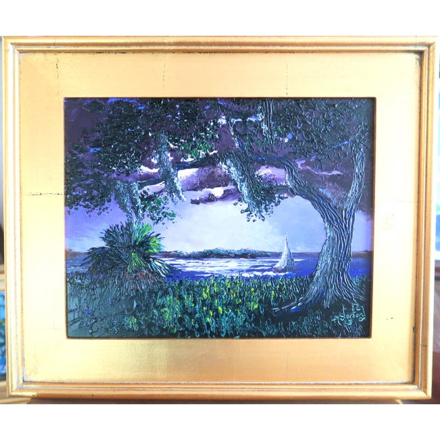 We just received this exquisite all palette knife oil painting, one of a small group of paintings that we commissioned...