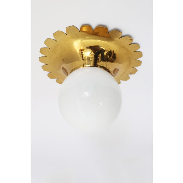 Small Vintage Swedish Flush Mount in Brass and Glass, 1960s For Sale - Image 6 of 6