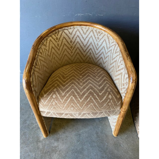 Camel Vintage Postmodern Barrel-Back Chairs- Set of 2 For Sale - Image 8 of 9