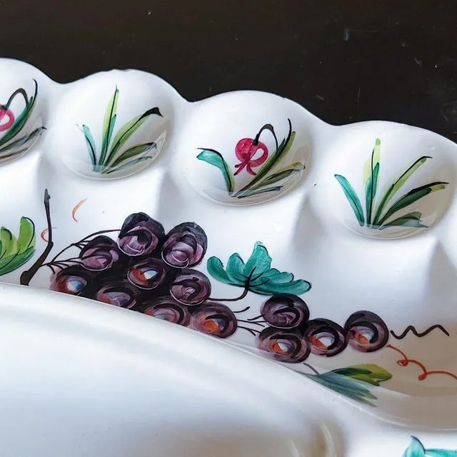 Mid-Century Italian Hand-Painted Majolica Serving Platter Depicting Fruits For Sale In Los Angeles - Image 6 of 10