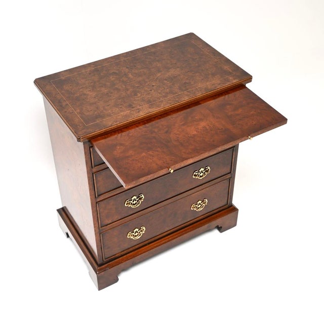 Vintage Georgian Burr Walnut Chest of Drawers, 1950 For Sale - Image 3 of 11