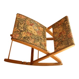 Vintage Wooden Rocking Footstool For Sale