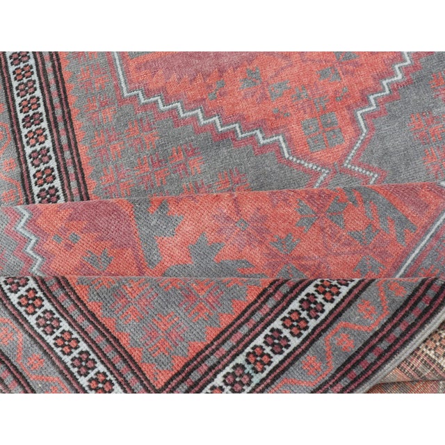 Vintage Turkish Oushak Runner in Soft Gray, Coral, and Soft Terracotta 2'9 X 11'6 For Sale - Image 12 of 13