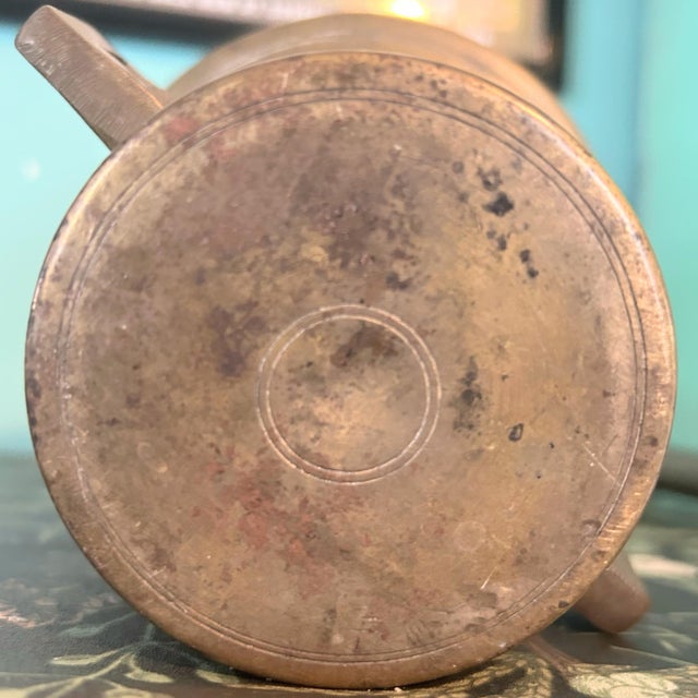 Brass Vintage 19th Century Pharmacy Apothecary Brass Mortar and Pestle Set For Sale - Image 8 of 12